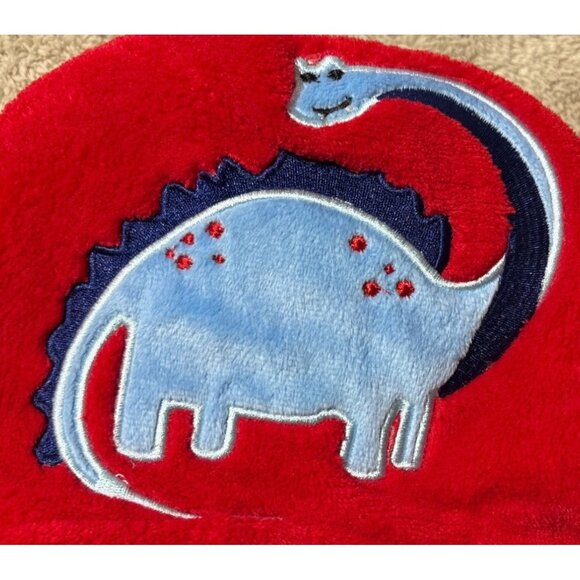 Flap Jack Kids Hat Baby / Toddler Reversible Winter With Dinosaurs Red Blue - Picture 9 of 10
